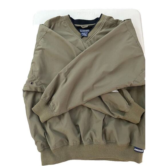 Men's LA Loving Windbreaker Jacket Olive Green Pullover Golf Mesh Lined Logo L - Picture 15 of 16
